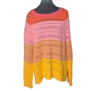 Talbots Open Stitch Colorblock Sweater Size XL